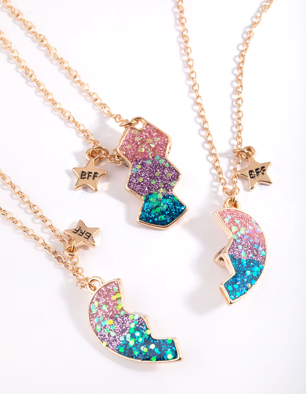 Kids Glitter Heart Best Friend Necklace Pack - Image 2