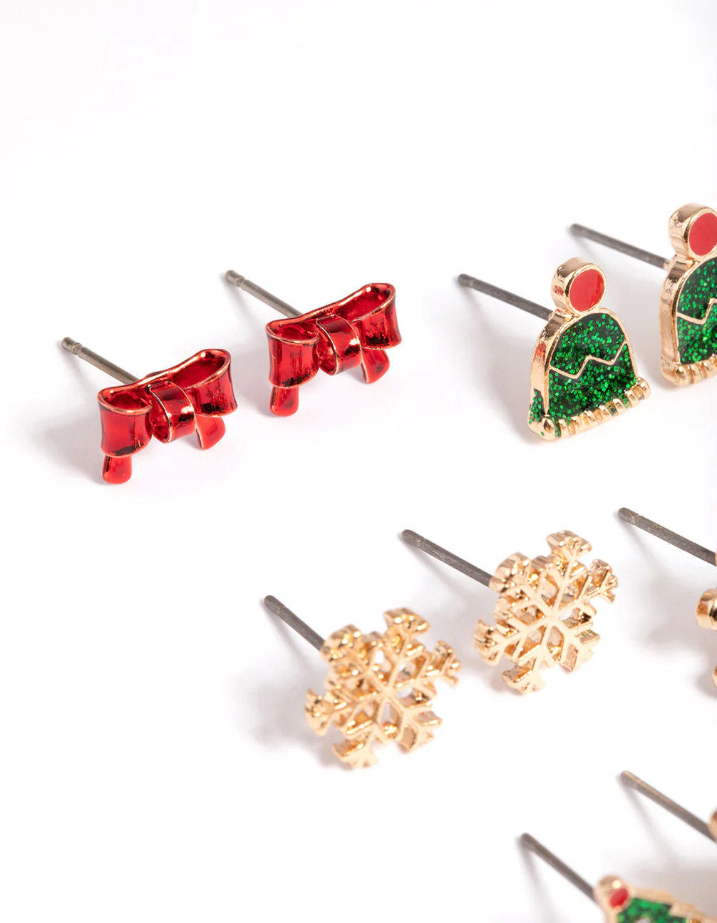 Kids Gold Hat & Bow 6-Pack Stud Earrings - Image 2