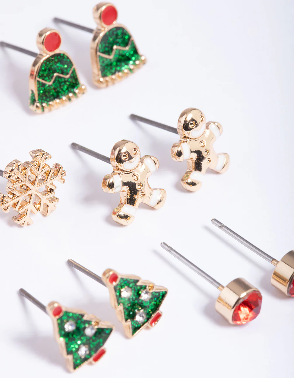 Kids Gold Hat & Bow 6-Pack Stud Earrings - Image 3