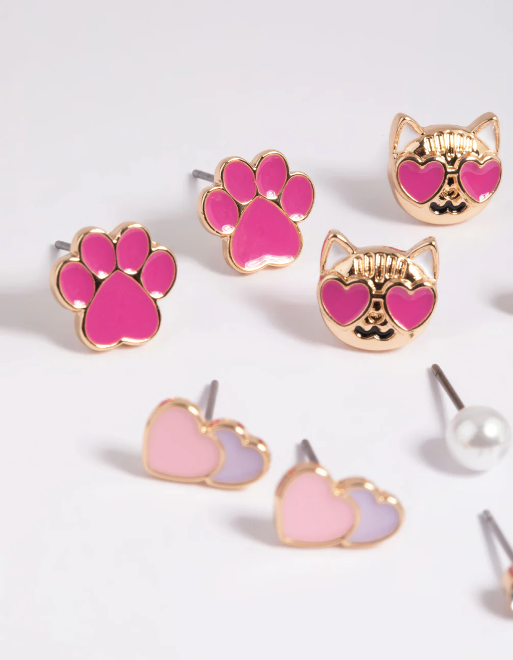 Kids Love Cat Stud Earring 6-Pack - Image 2