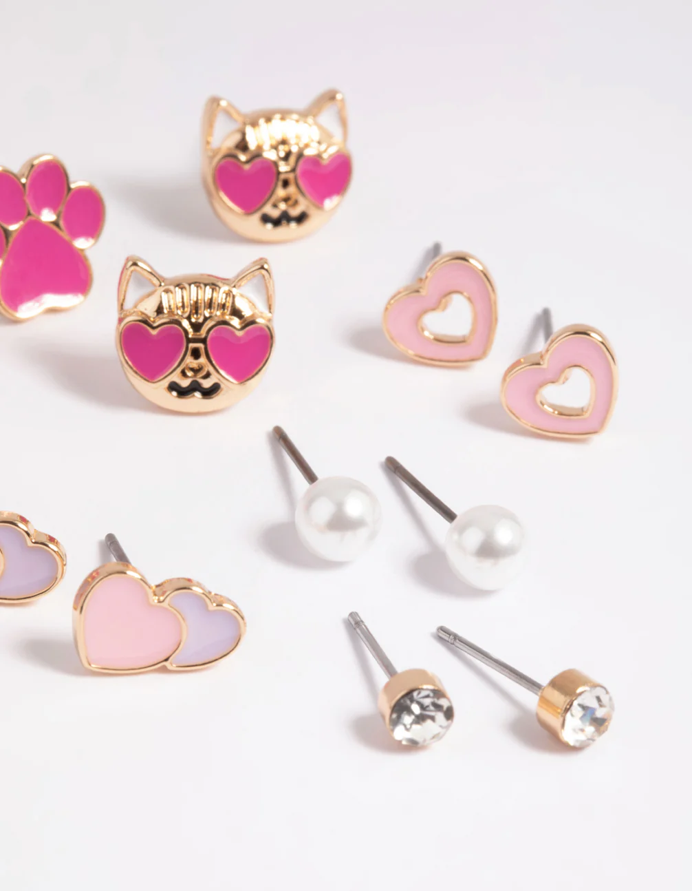 Kids Love Cat Stud Earring 6-Pack - Image 3