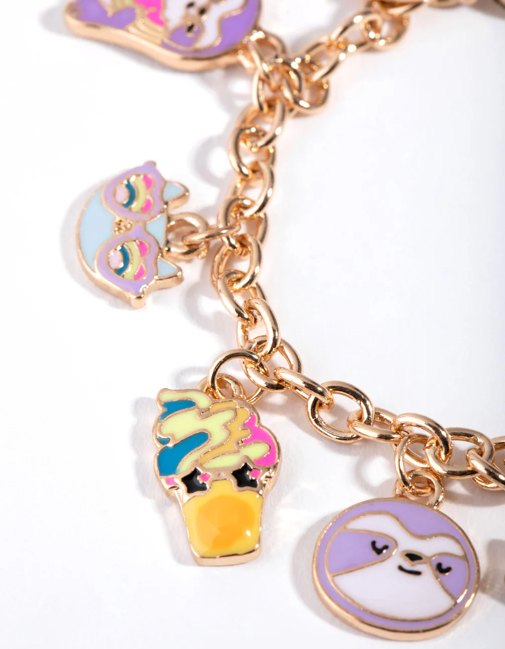 Kids Gold Multi Charm Bracelet - Image 3