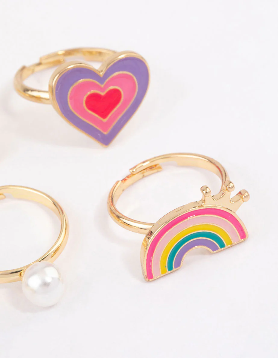 Kids Panda & Flower Ring 6-Pack - Image 3