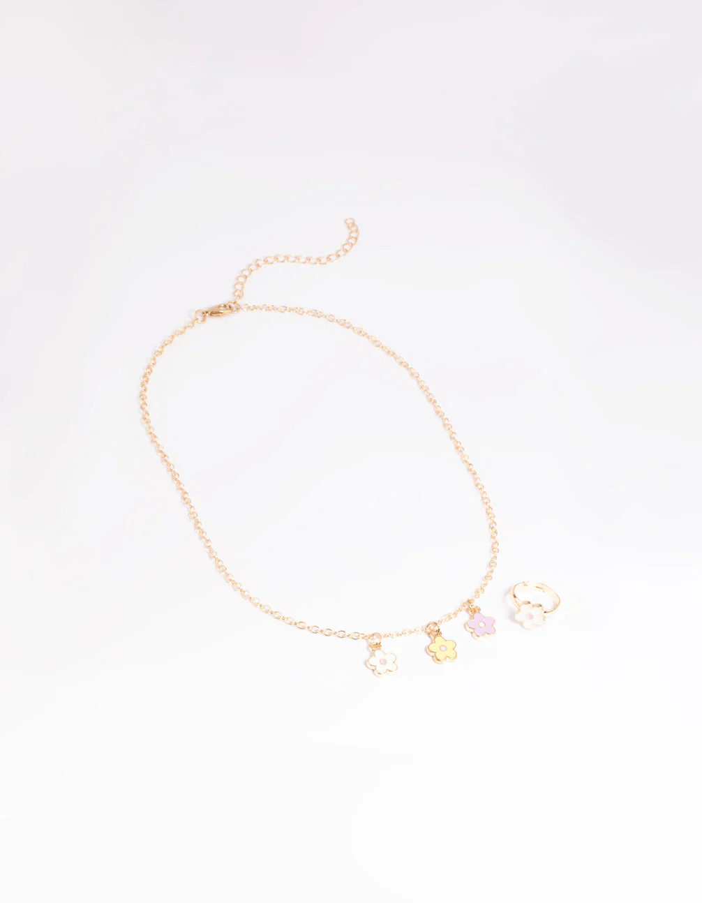 Kids Pastel Daisy Necklace & Ring Set - Image 2