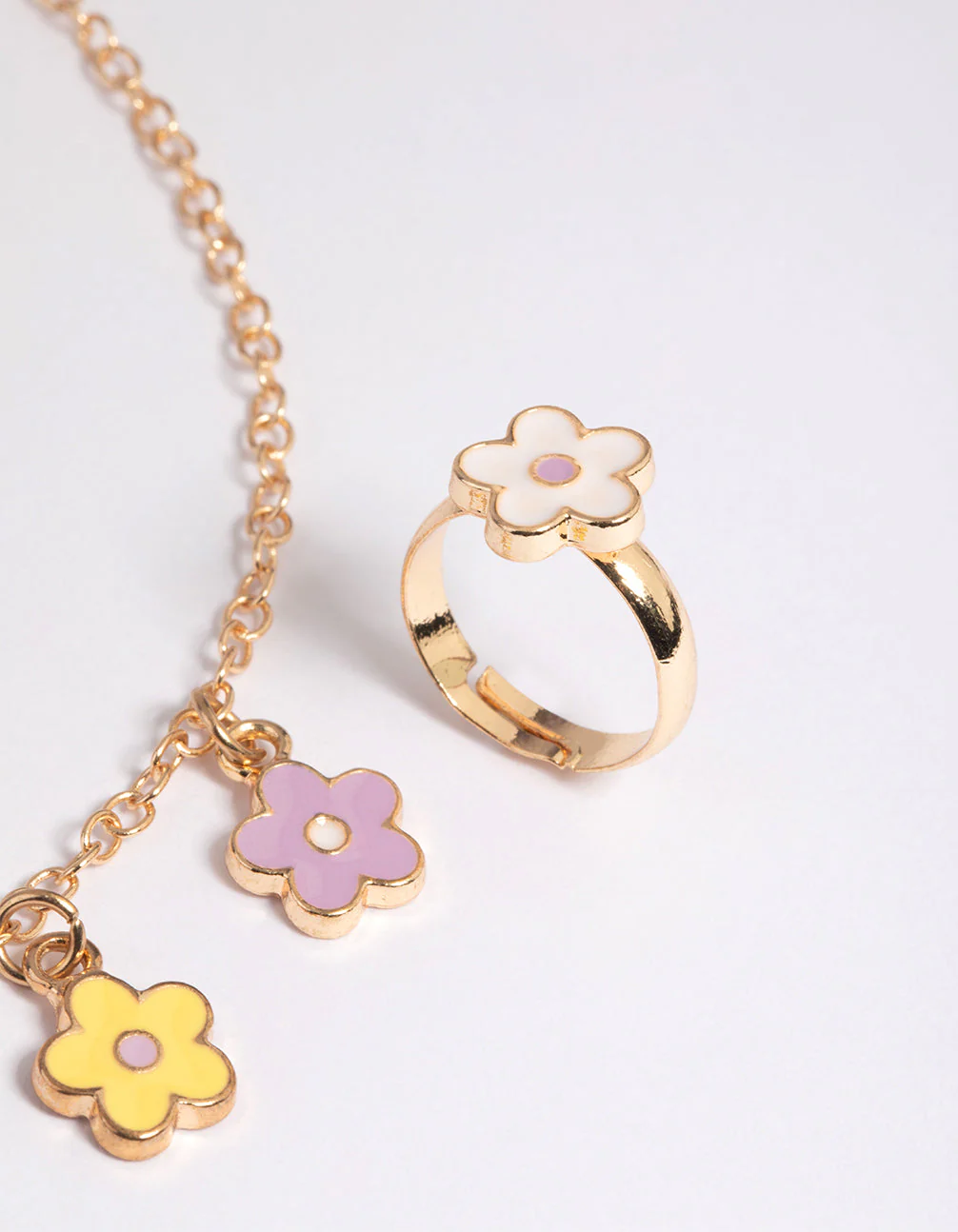 Kids Pastel Daisy Necklace & Ring Set - Image 3