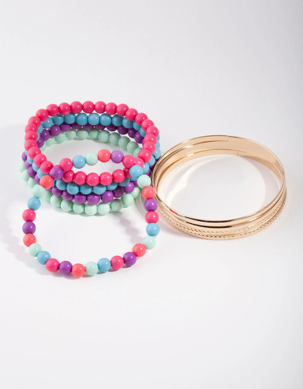 Kids Gold Pearly Baby Mixed Wrist Bangle Pack - Image 2