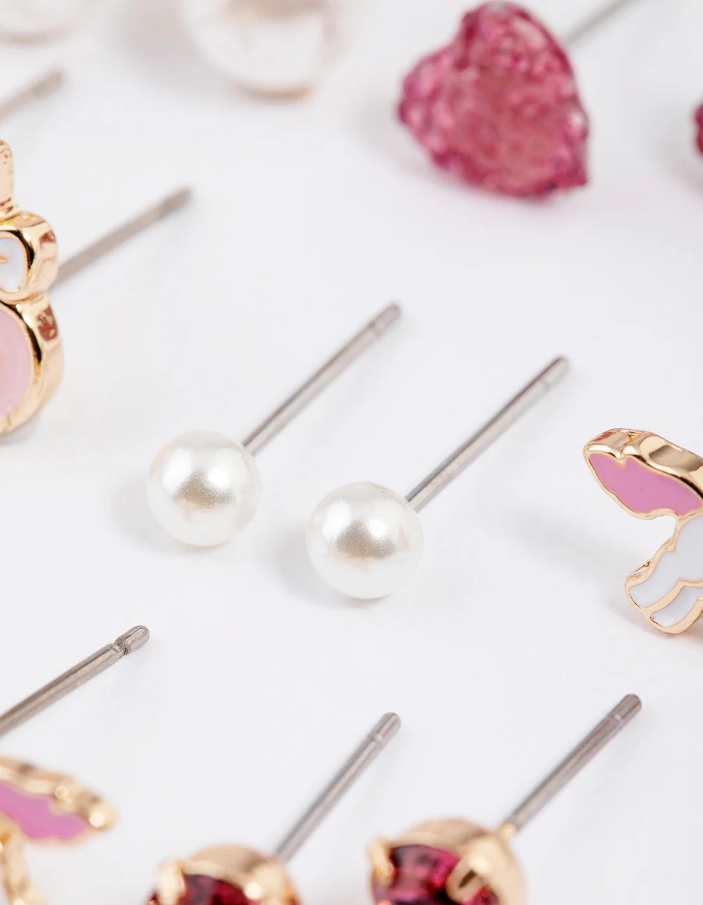Kids Pink Pop Corn Stud Earrings 6-Pack - Image 3