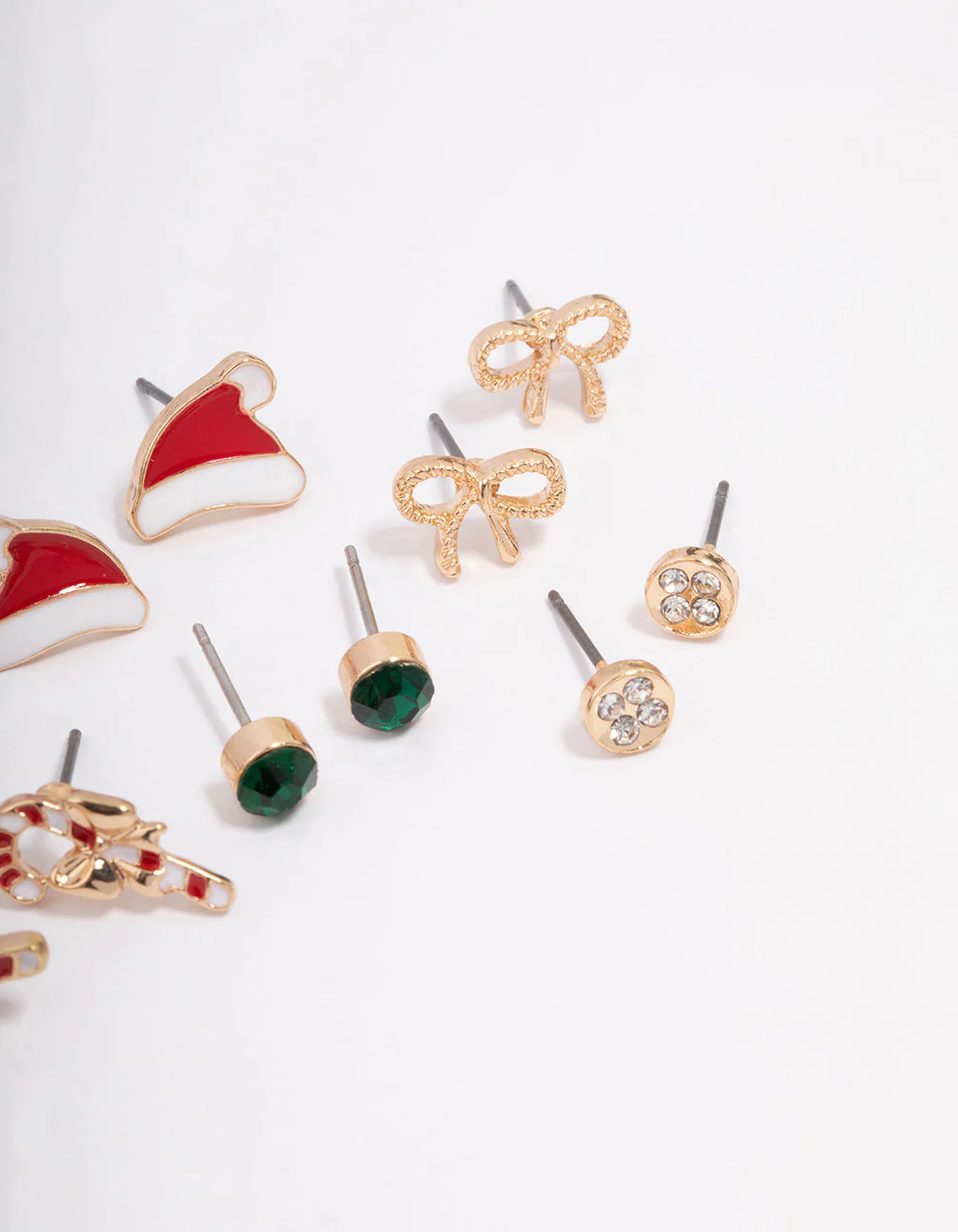Kids Christmas Candy Cane Stud Earrings 6-Pack - Image 3
