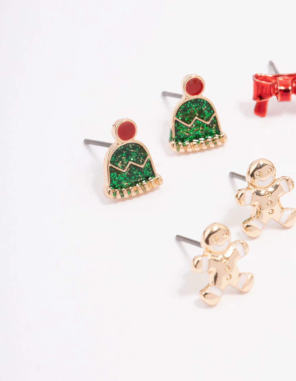 Kids Christmas Heart & Bow Stud Earrings 6-Pack - Image 2