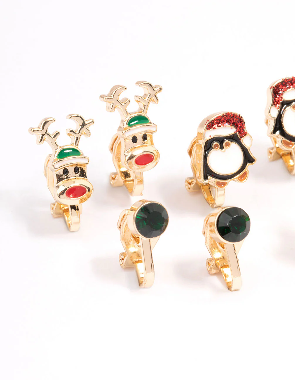 Kids Christmas Penguin Clip On Earrings 5-Pack - Image 2