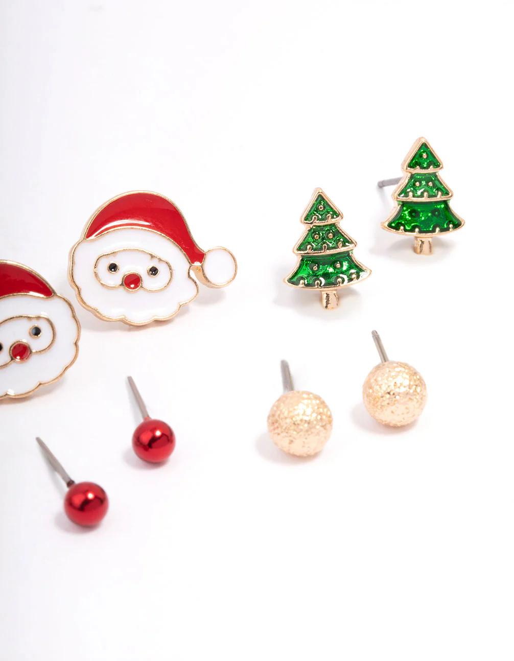 Kids Christmas Reindeer & Santa Earrings 6-Pack - Image 3