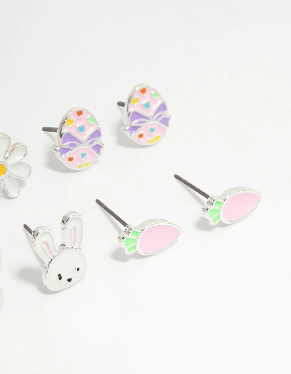 Kids Silver Chick & Easter Bunny Stud Earrings 6-Pack - Image 3