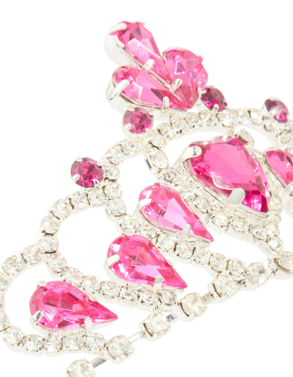 Kids Silver Heart Pink Gem Tiara Headband - Image 2