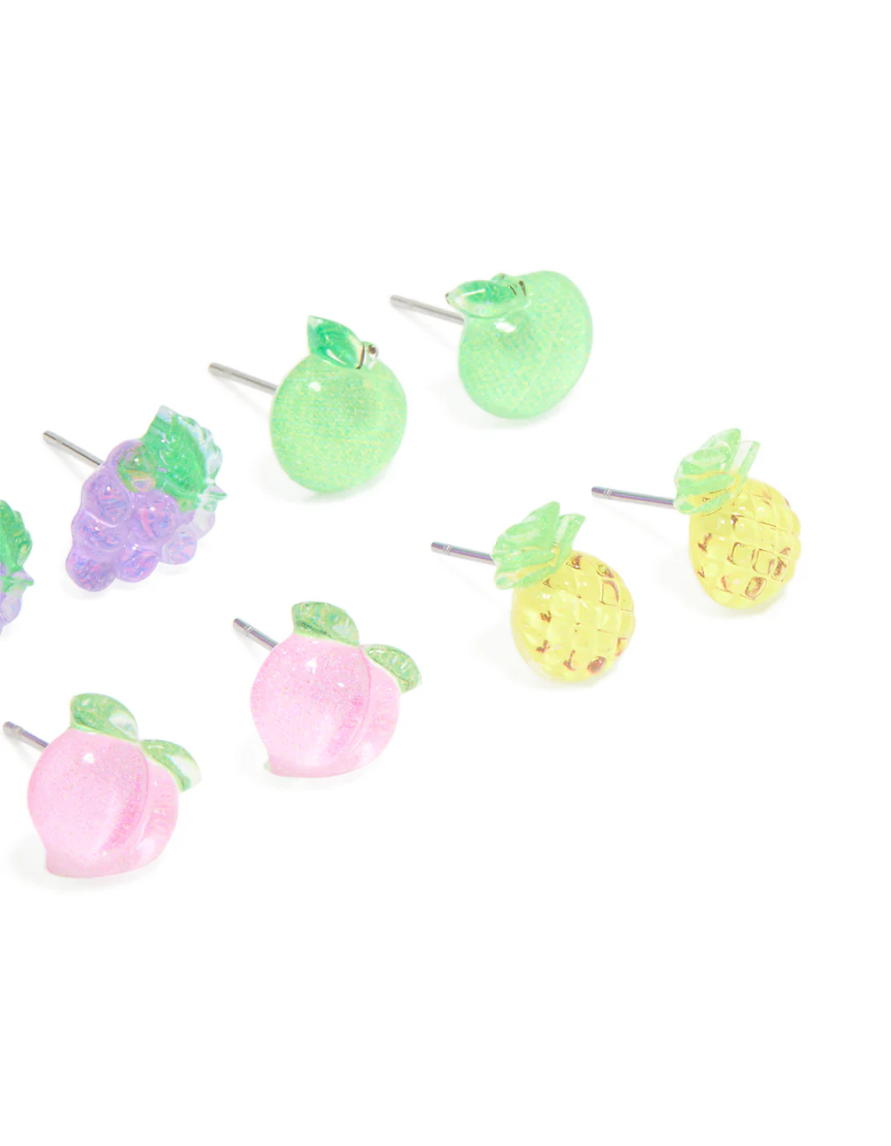 Kids Silver Juicy Fruit Stud Earrings 6-Pack - Image 3