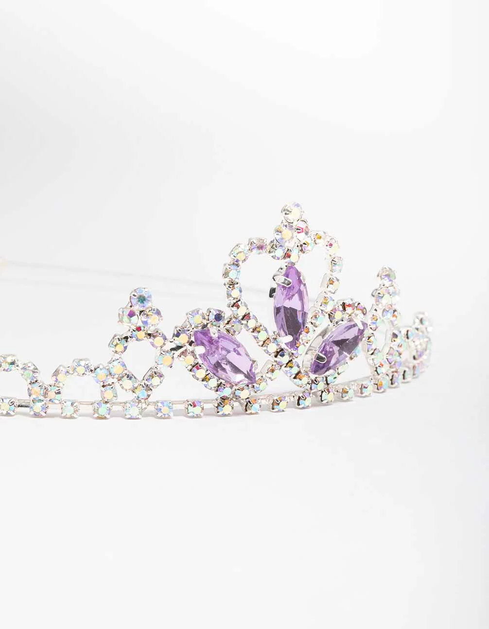Kids Silver Lilac Diamante Tiara - Image 3