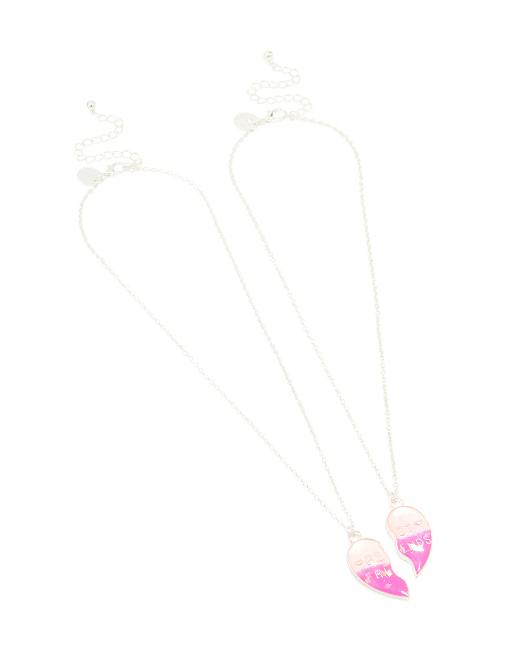 Kids Silver Pastel Heart BFF Necklaces 2-Pack - Image 2