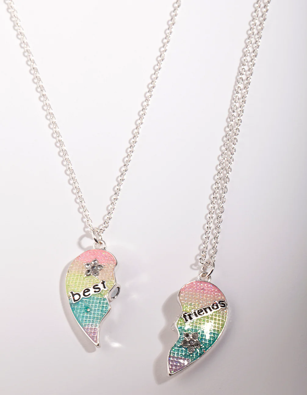 Kids Silver BFF Heart Necklace Pack - Image 3