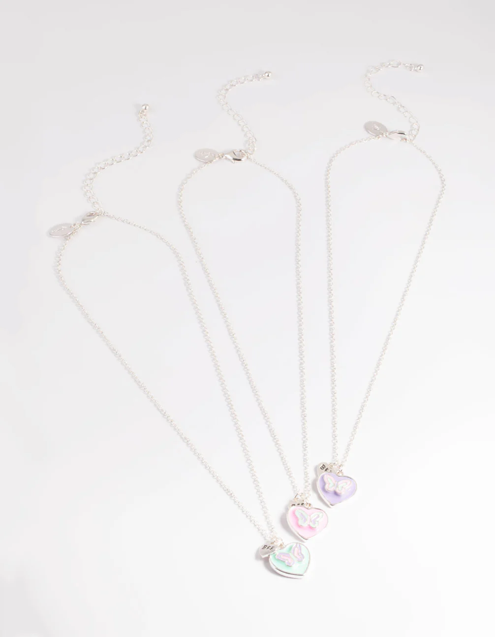 Kids Pastel Butterfly Heart BFF Necklace Pack - Image 2