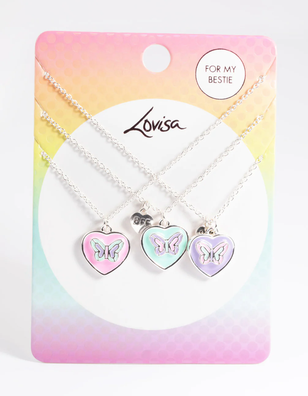 Kids Pastel Butterfly Heart BFF Necklace Pack - Image 3