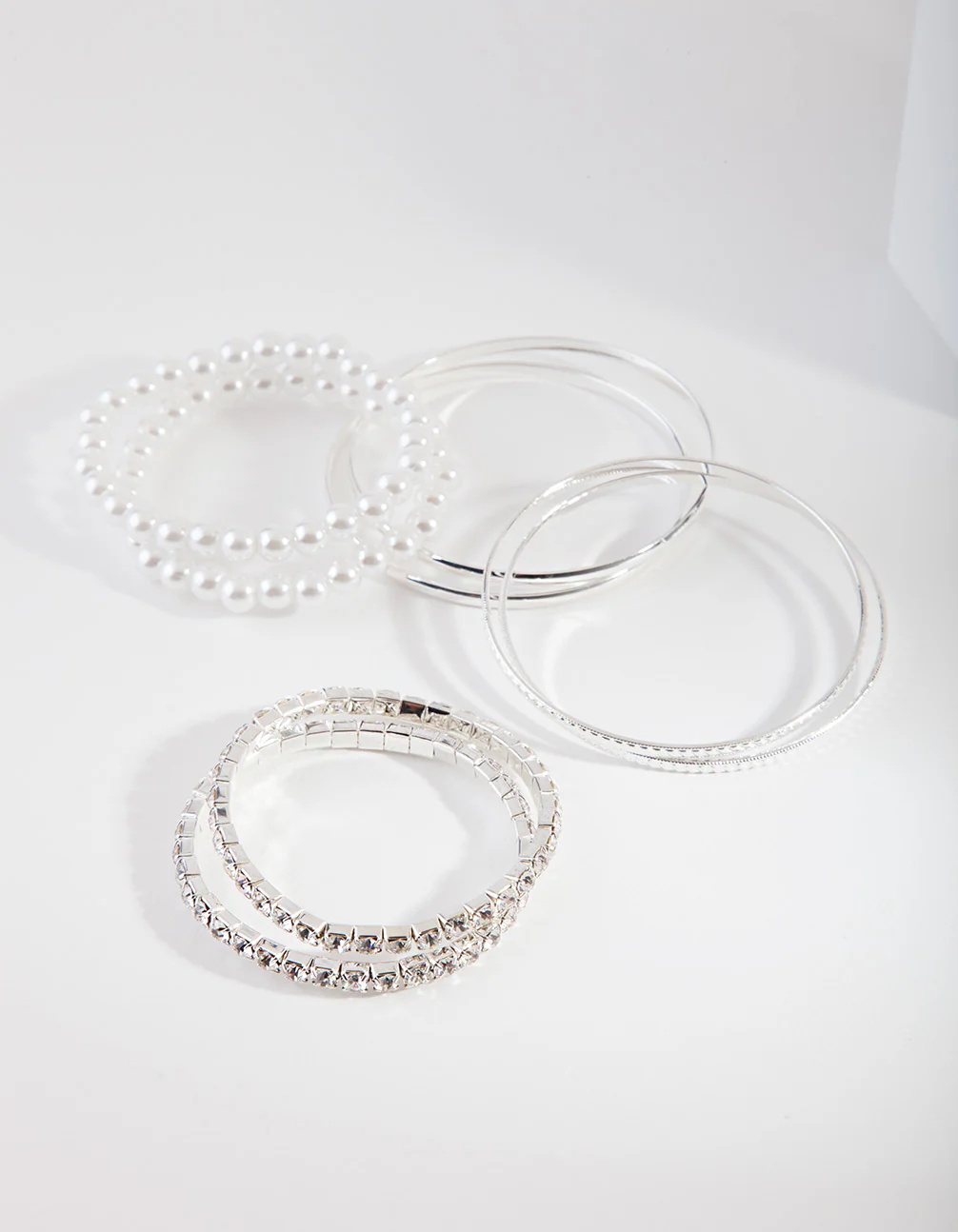 Kids Silver Diamante Bangle Pack - Image 2