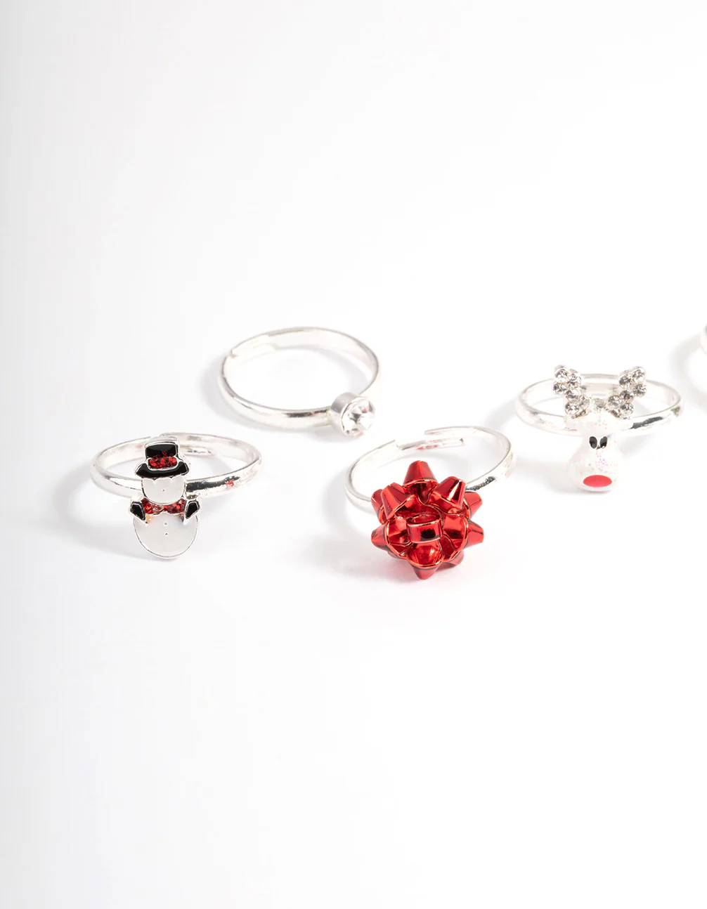 Kids Silver Diamante Bow 6-Pack Rings - Image 2