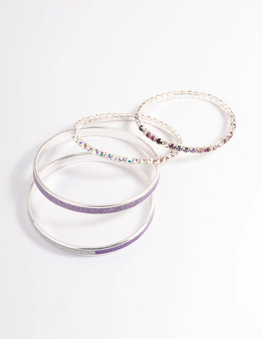 Kids Purple Diamante Glitter Bracelet 4-Pack - Image 3