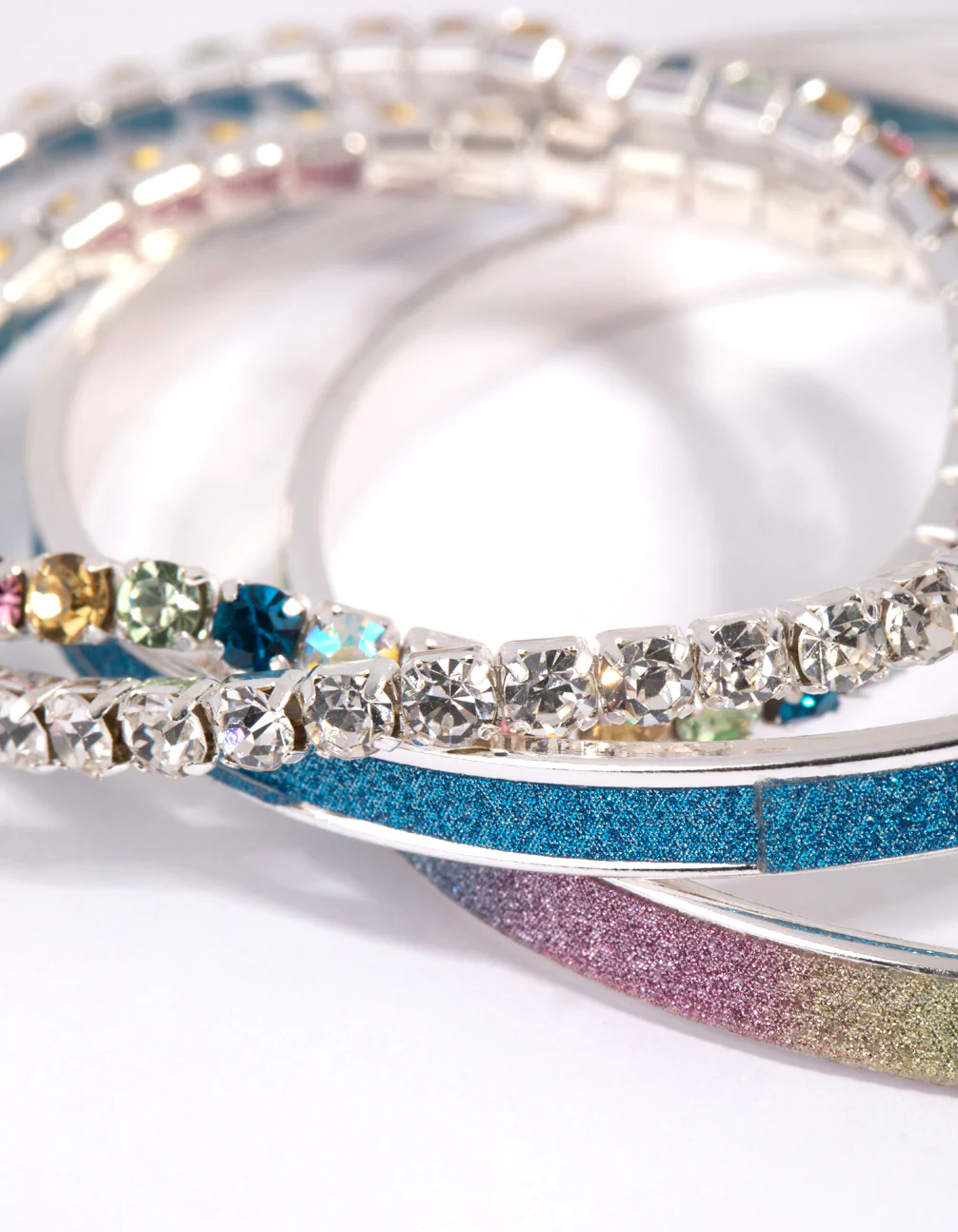 Kids Silver Diamante Glitter Bracelet 4-Pack - Image 2