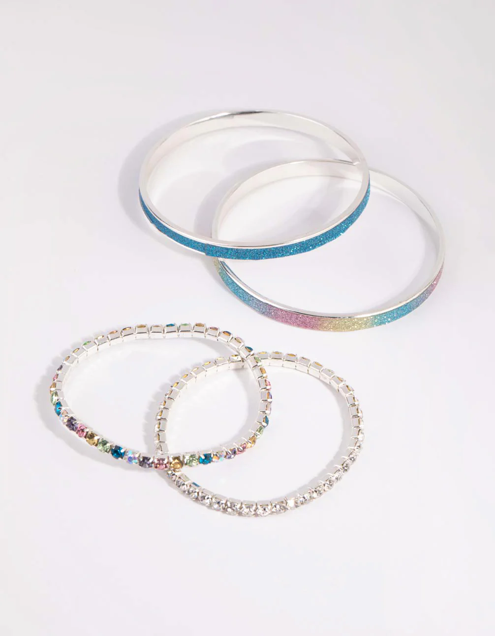 Kids Silver Diamante Glitter Bracelet 4-Pack - Image 3