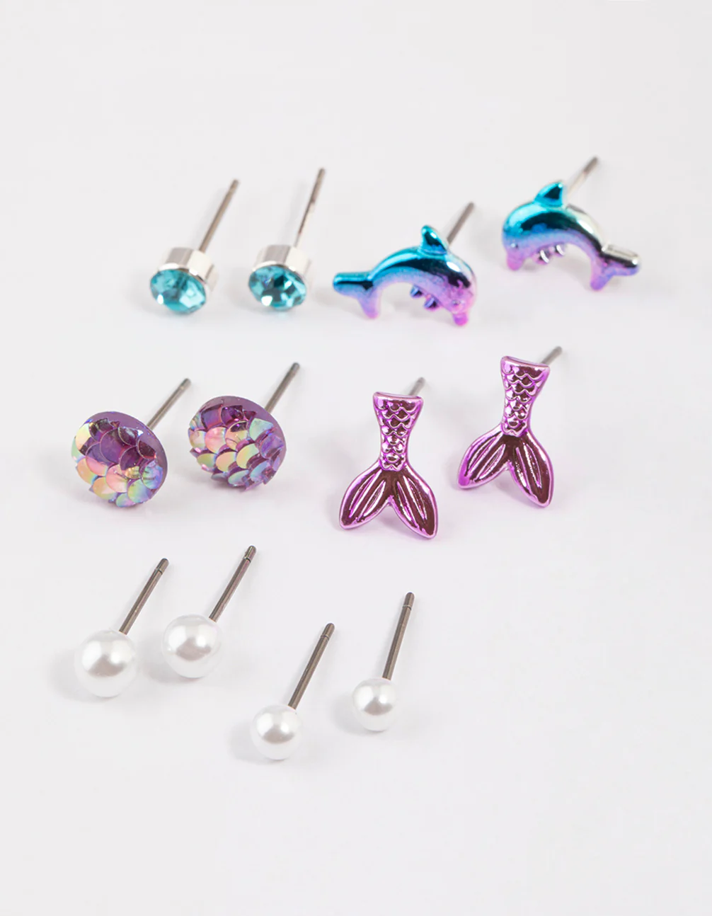 Kids Silver Dolphin Stud Earrings 6-Pack - Image 2