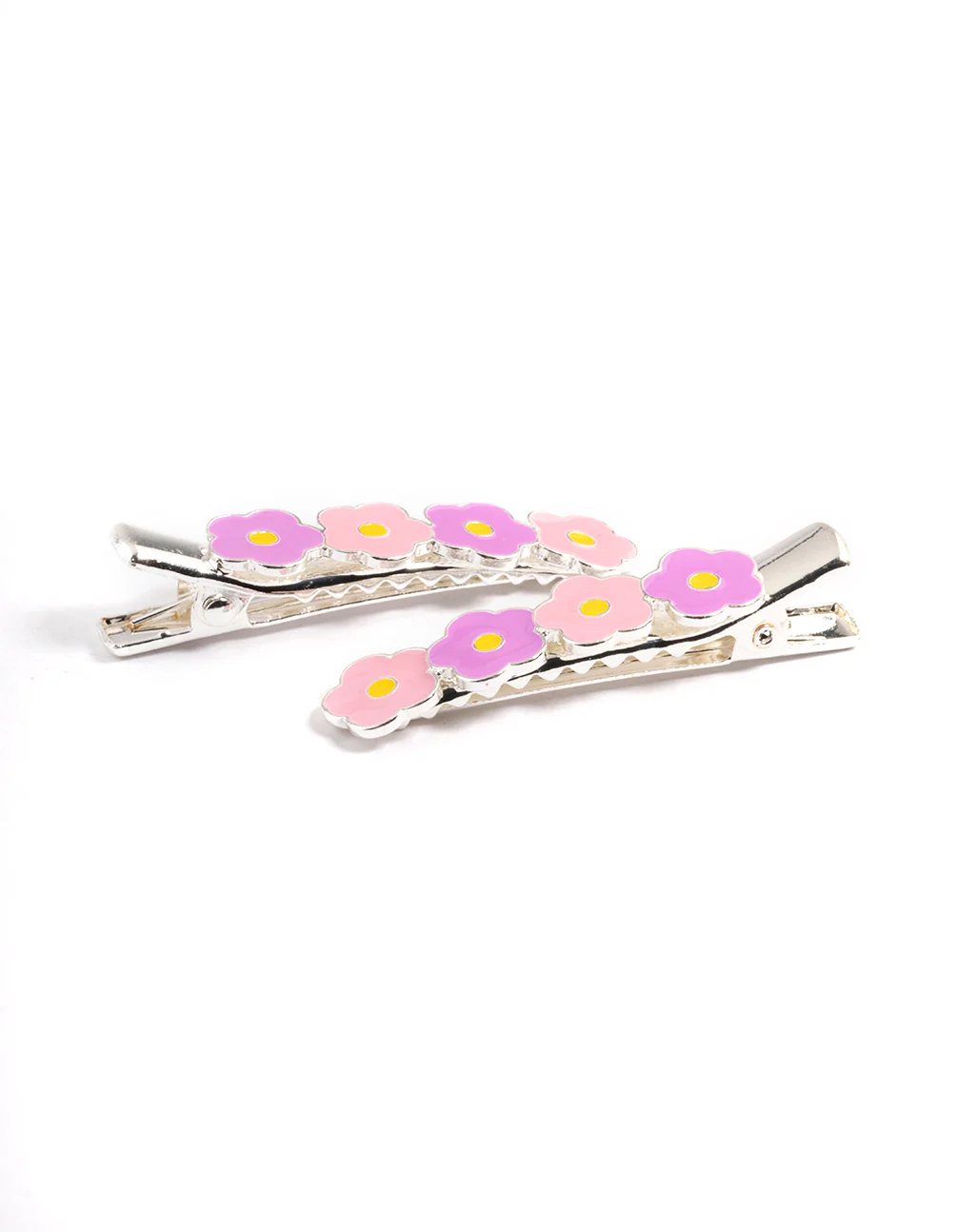 Kids Silver Enamel Daisy Clips Pack - Image 2