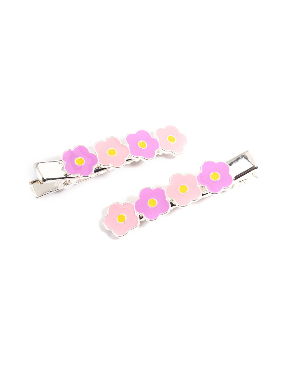 Kids Silver Enamel Daisy Clips Pack - Image 3