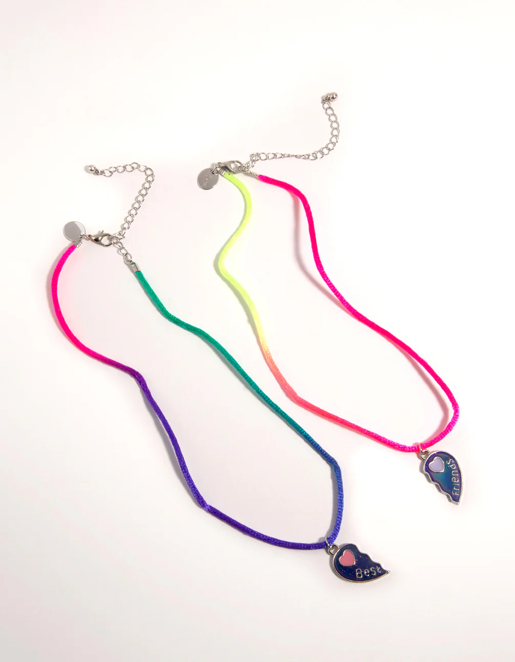 Kids Silver Enamel Heart Mood Best Friend Necklace - Image 2