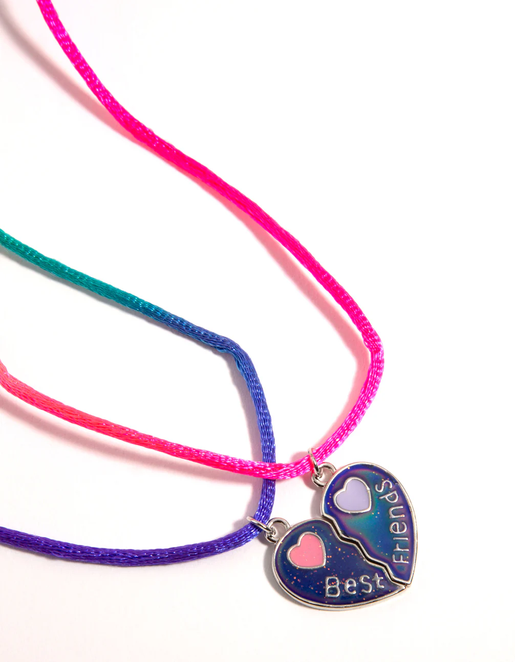 Kids Silver Enamel Heart Mood Best Friend Necklace - Image 3