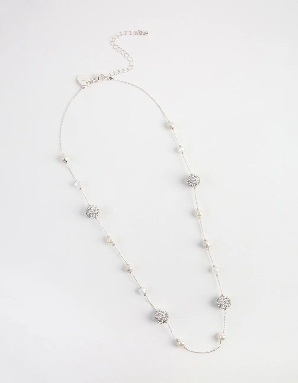 Kids Silver Fireball Classic Bead Station Necklace - Image 2