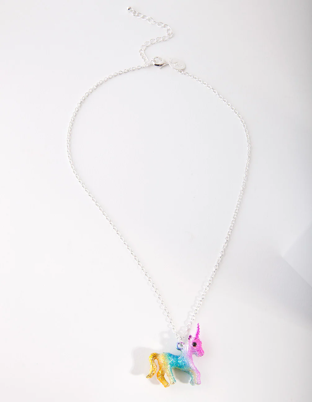 Kids Silver Multi Coloured Unicorn Necklace - Image 2