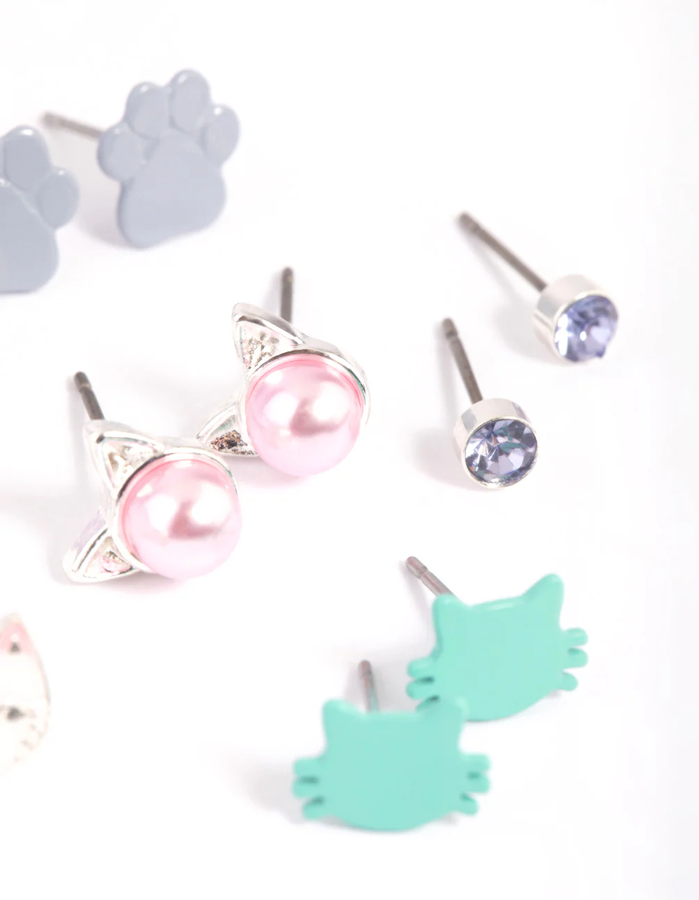 Kids Pastel Cat Stud Earring 6-Pack - Image 2