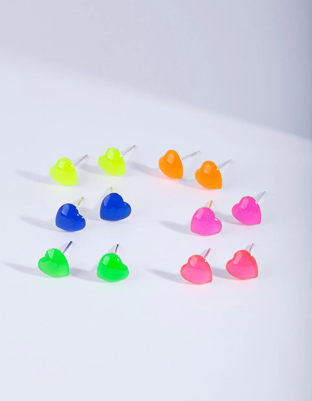 Kids Silver Rainbow Heart Stud Earring 6-Pack - Image 2