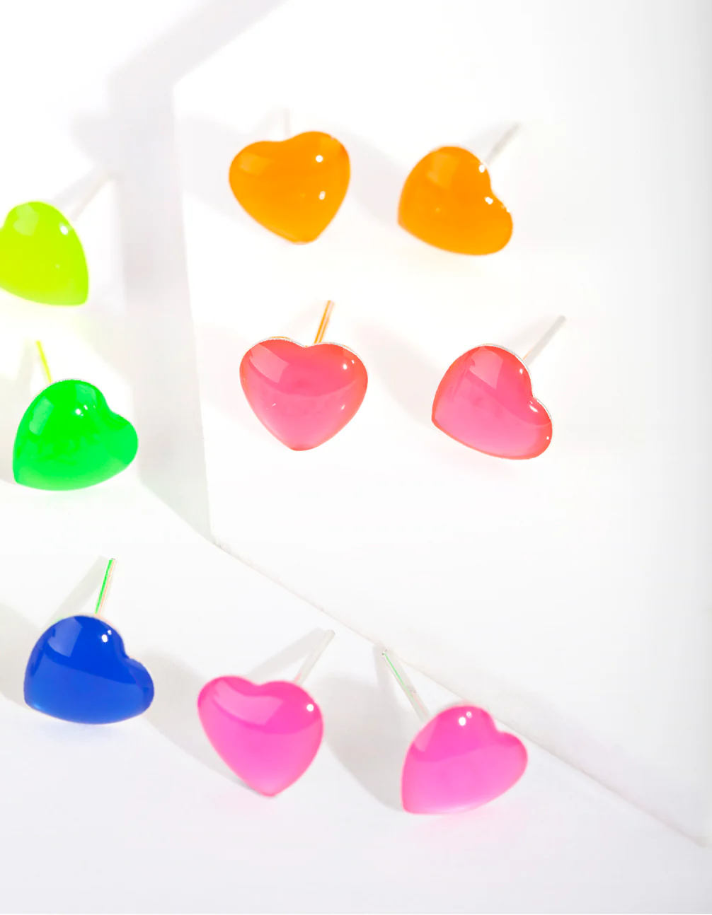 Kids Silver Rainbow Heart Stud Earring 6-Pack - Image 3