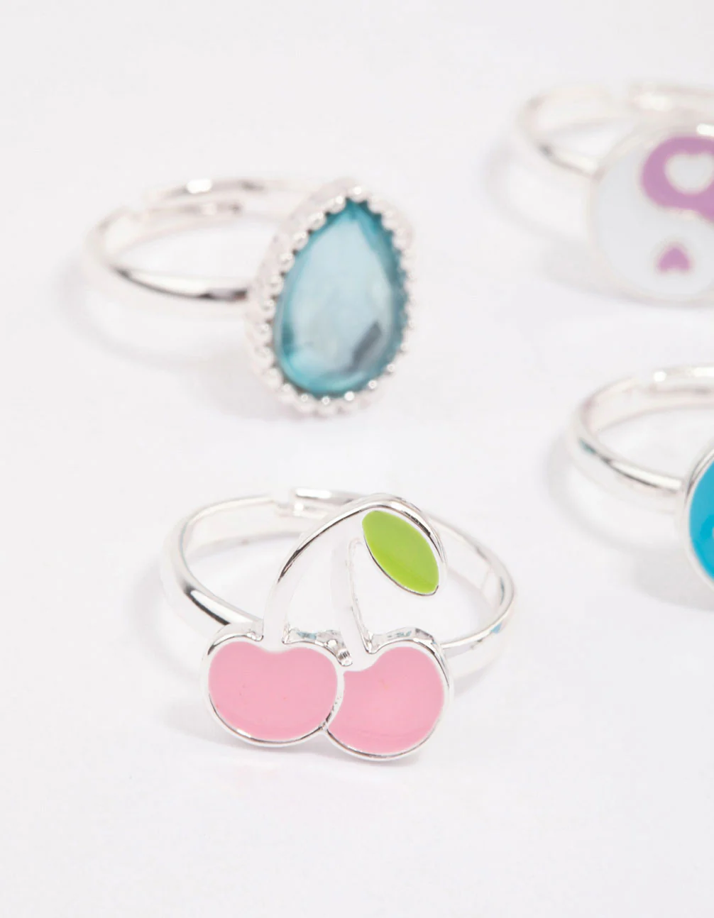 Kids Silver Smiley Star Ring 6-Pack - Image 2