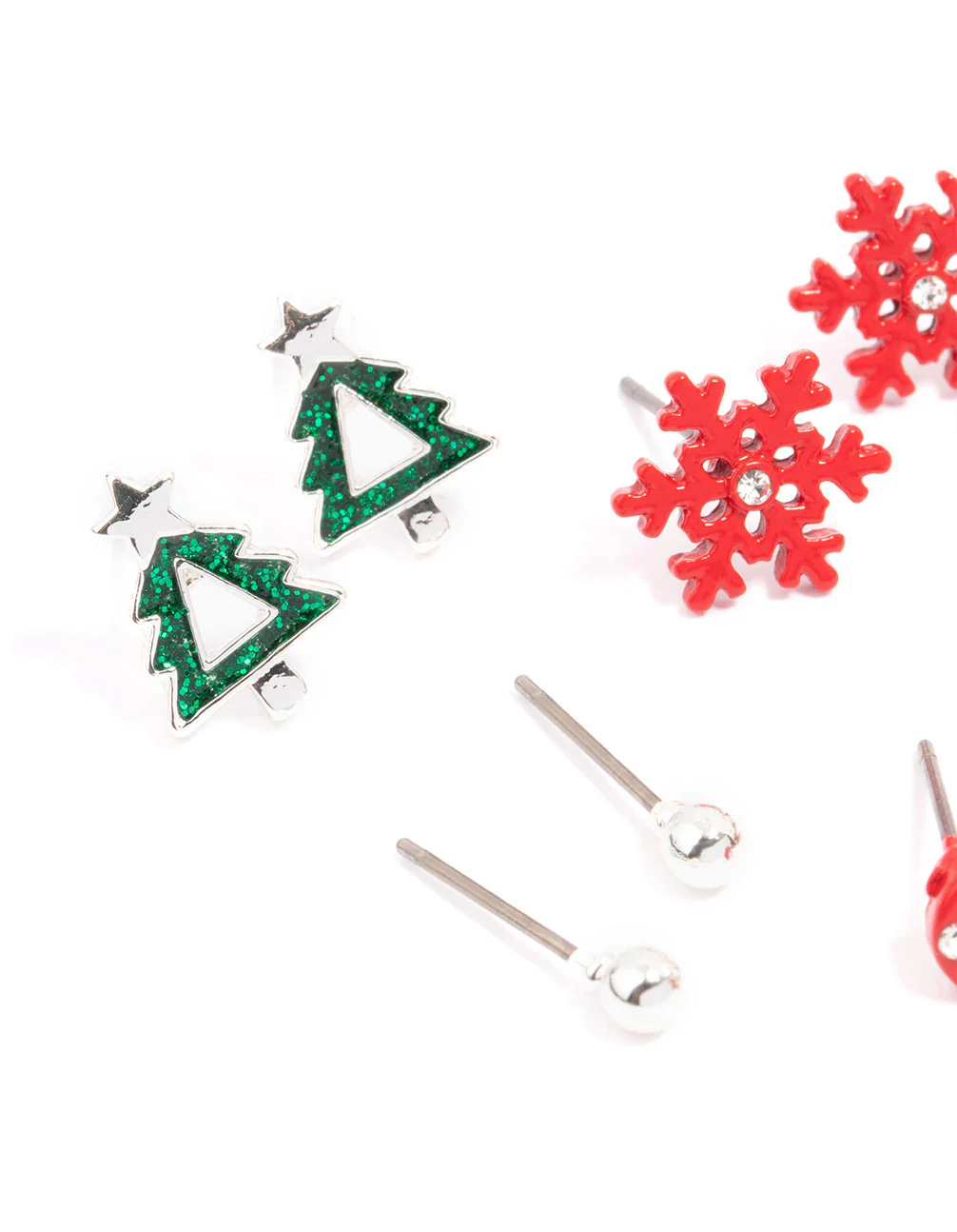 Kids Silver Christmas Mitten Stud Earrings 6-Pack - Image 2