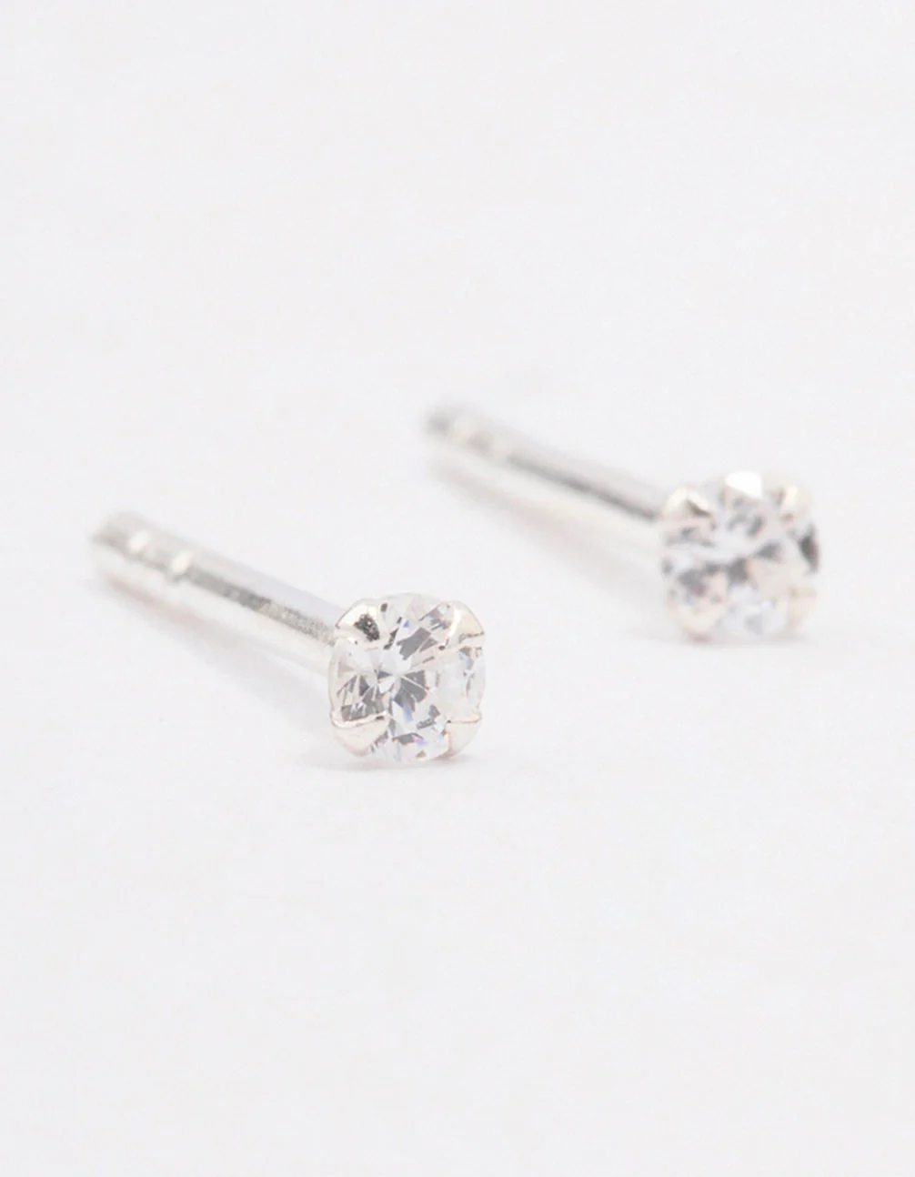 Sterling Silver Cubic Zirconia Micro Stud Earrings - Image 5