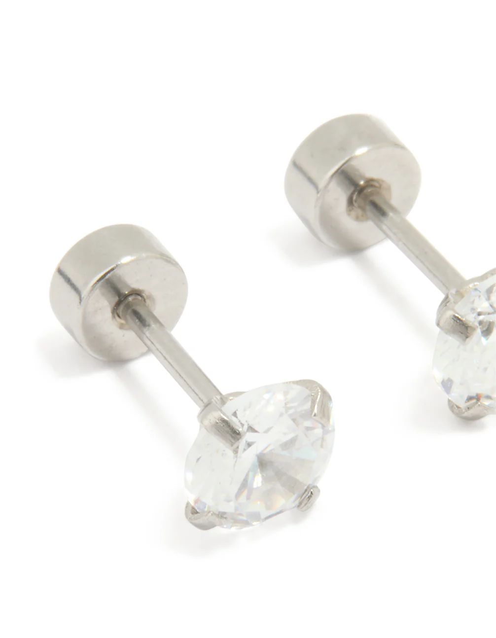 Kids Surgical Steel Cubic Zirconia 1 Carat Flat Back Studs - Image 2
