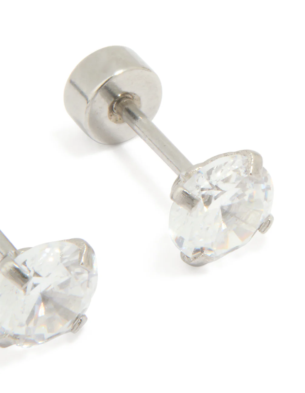 Kids Surgical Steel Cubic Zirconia 1 Carat Flat Back Studs - Image 3