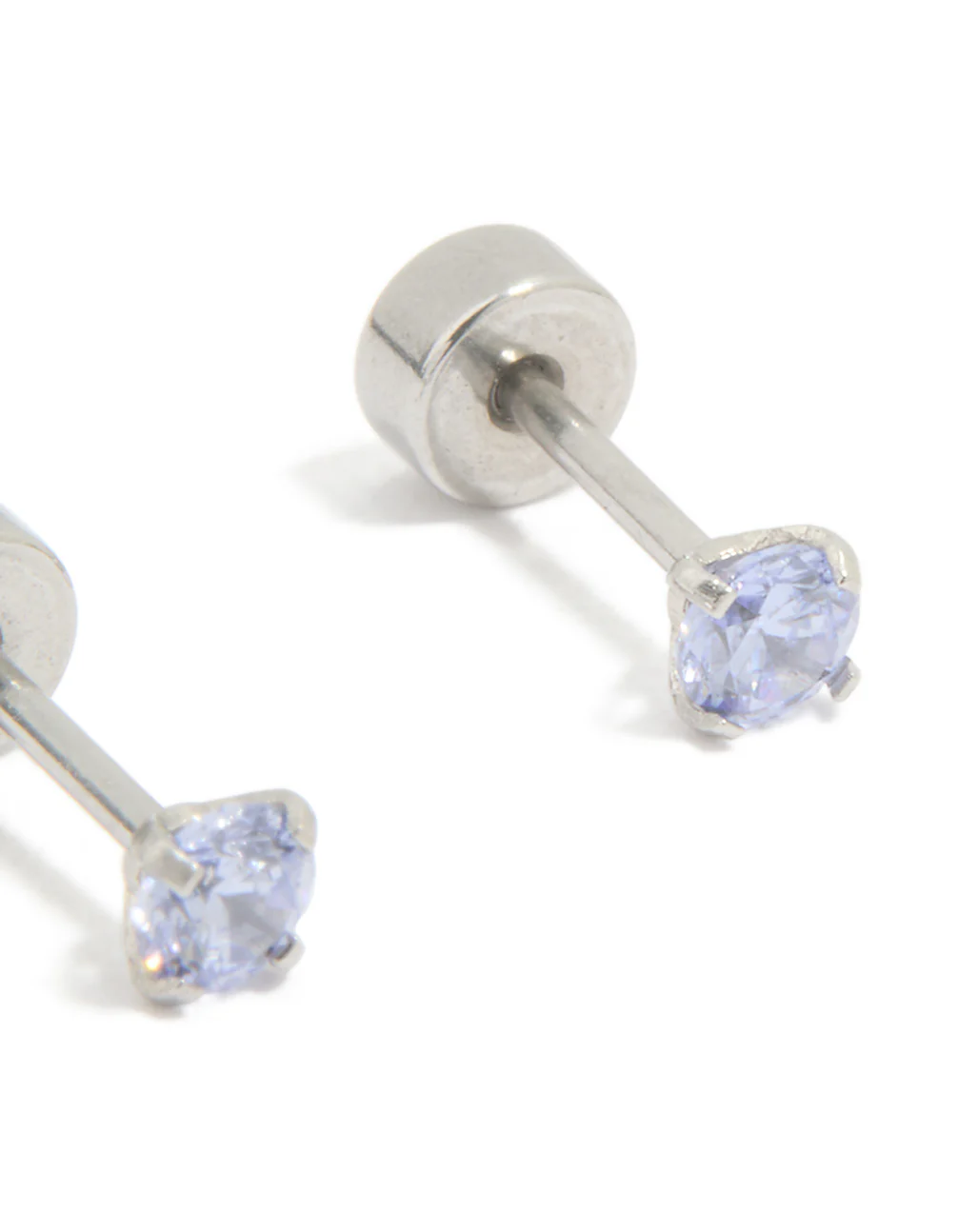 Kids Surgical Steel Cubic Zirconia Flat Back Earrings - Image 3