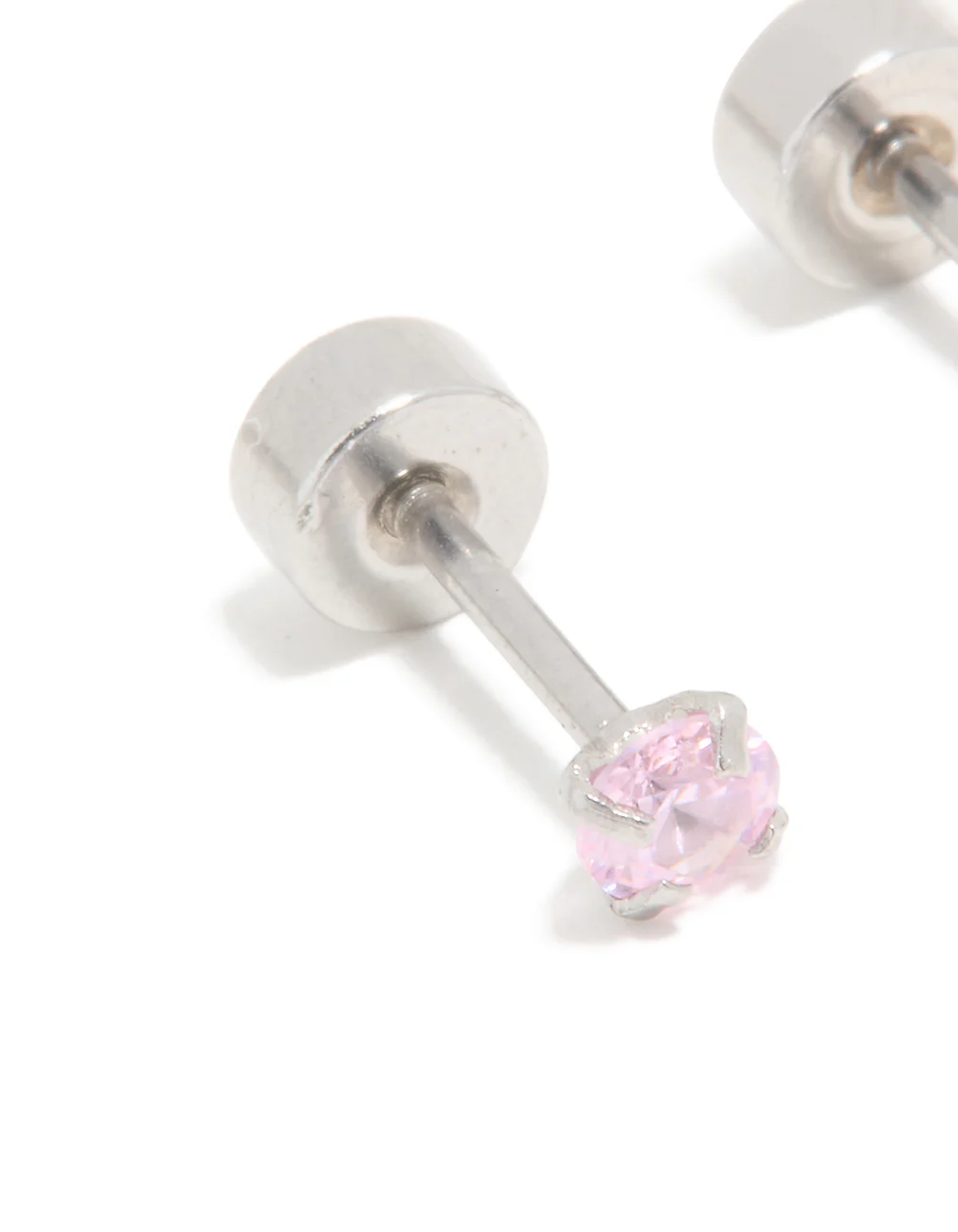 Kids Surgical Steel Cubic Zirconia Flat Back Earrings - Image 2