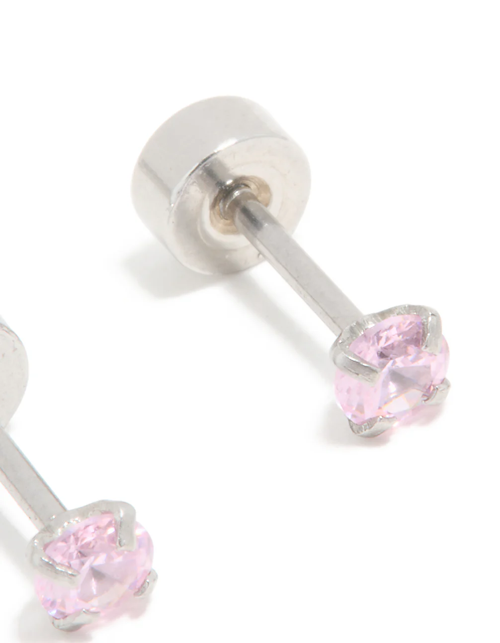 Kids Surgical Steel Cubic Zirconia Flat Back Earrings - Image 3