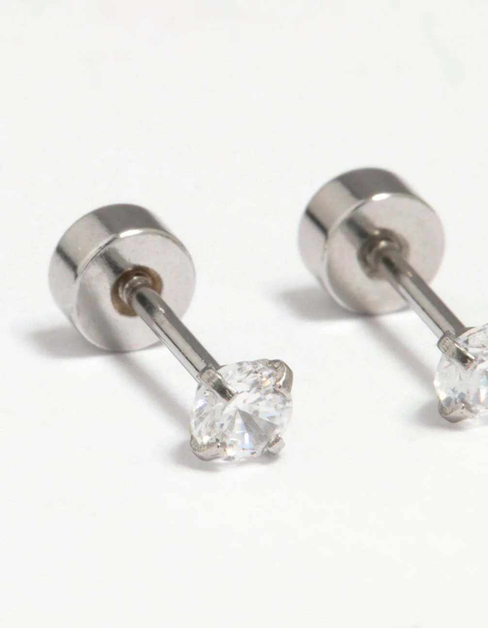 Kids Surgical Steel Cubic Zirconia Flat Back Earrings - Image 5