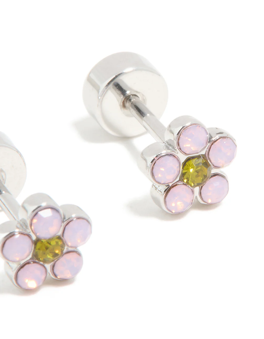 Kids Surgical Steel Cubic Zirconia Flower Flat Back Studs - Image 3