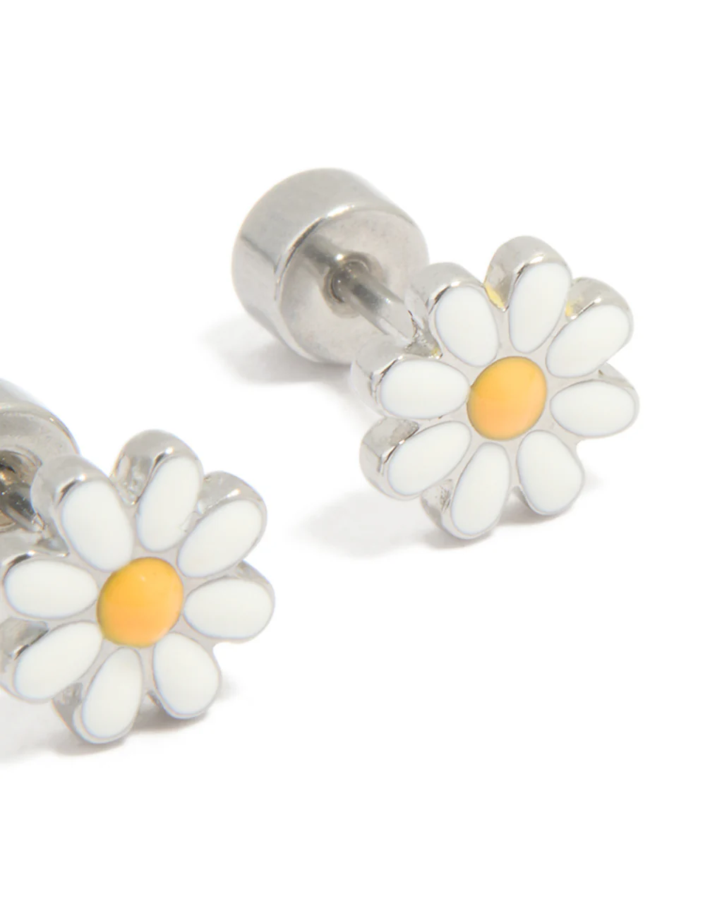 Kids Surgical Steel Daisy Flat Back Earrings - Image 3