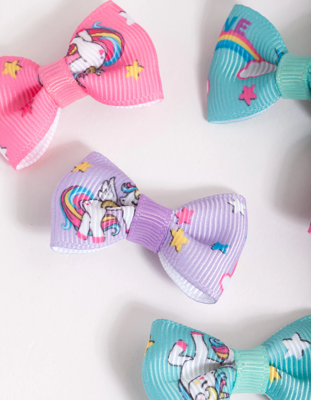 Kids Colourful Unicorn Bow Clip 6-Pack - Image 2